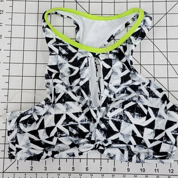 NWT GO GOSSIP Black & White Neon Geometric Maze Cut-Out Bikini Swim Top #86359 - Picture 5 of 5